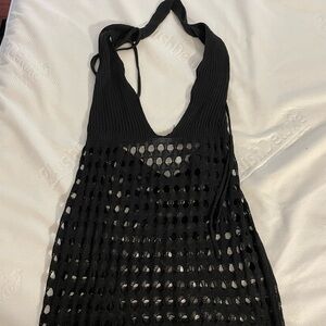 Black crochet beach cover up